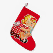 Kleines Mädchen Retro Vintage Puppenkind Kleiner Weihnachtsstrumpf (Vorderansicht (hängend))