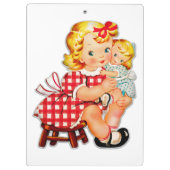 Kleines Mädchen Retro Vintage Puppenkind Klemmbrett (Rückseite)