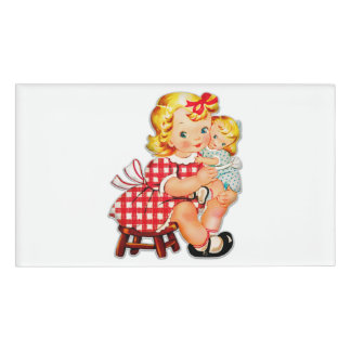 Kleines Mädchen Retro Vintage Puppenkind Namenschild