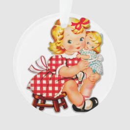 Kleines Mädchen Retro Vintage Puppenkind Ornament
