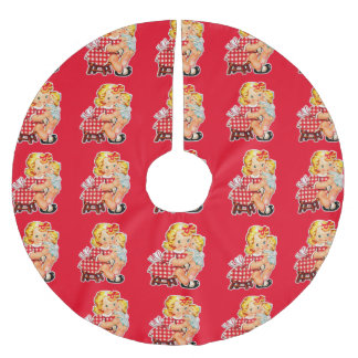 Kleines Mädchen Retro Vintage Puppenkind Polyester Weihnachtsbaumdecke
