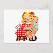Kleines Mädchen Retro Vintage Puppenkind Postkarte (Vorderseite)