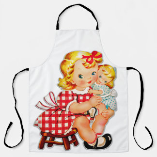 Kleines Mädchen Retro Vintage Puppenkind Schürze