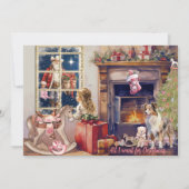 Kleines Mädchen, rosa Cowboy Stiefel für Weihnacht Feiertagskarte (Vorderseite)