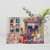 Kleines Mädchen, rosa Cowboy Stiefel für Weihnacht Feiertagskarte (Stehend Vorderseite)