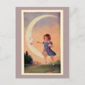 Kleines Mädchen sitzt auf dem Crescent Moon Postkarte (Vorderseite)