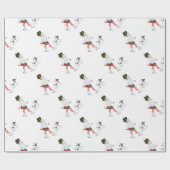 Kleines Mädchen Skaten auf Eis und Hund Geschenkpapier (Flach)