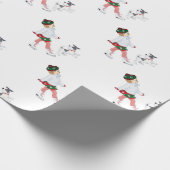 Kleines Mädchen Skaten auf Eis und Hund Geschenkpapier (Ecke)