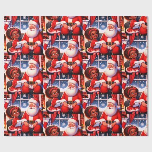 Kleines Mädchen spricht mit Santa Geschenkpapier (Flach)