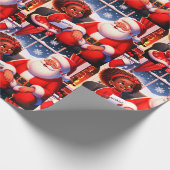 Kleines Mädchen spricht mit Santa Geschenkpapier (Ecke)