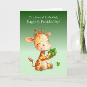 Kleines Mädchen St. Patrick's Day Süße Giraffe Sha Karte (Vorderseite)
