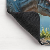 Kleines Mädchen streichelt einen Dinosaurier Mousepad (Ecke)