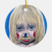 Kleines Mädchen-trauriger Clown Keramikornament (Vorne)