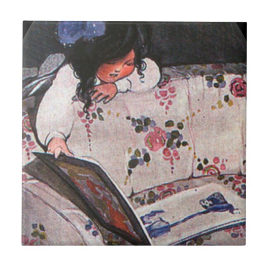 Kleines Mädchen über dem Sofa Fliese (Vorderseite)