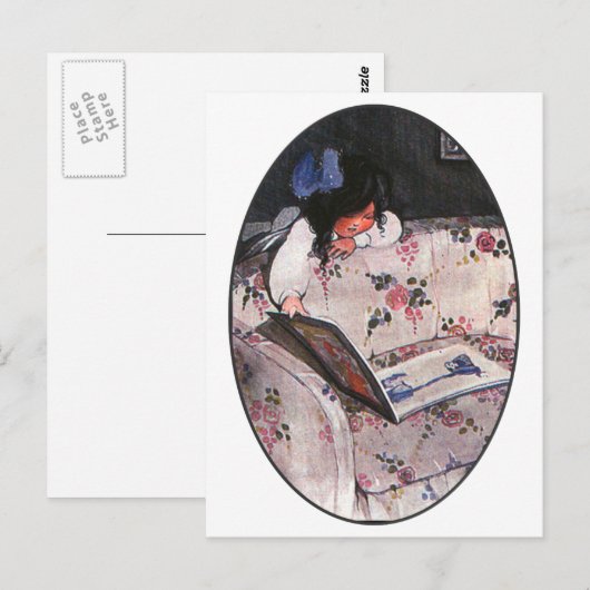 Kleines Mädchen über dem Sofa Postkarte (Vorne/Hinten)