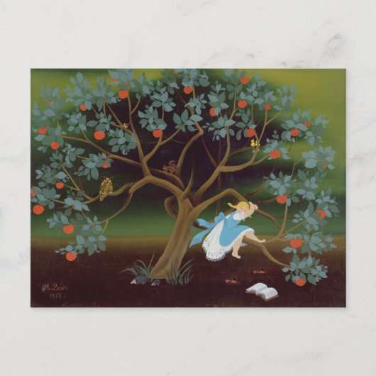 Kleines Mädchen über den Baum der Träume Postkarte (Vorderseite)