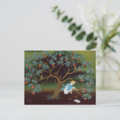 Kleines Mädchen über den Baum der Träume Postkarte (Stehend Vorderseite)