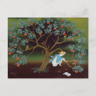 Kleines Mädchen über den Baum der Träume Postkarte