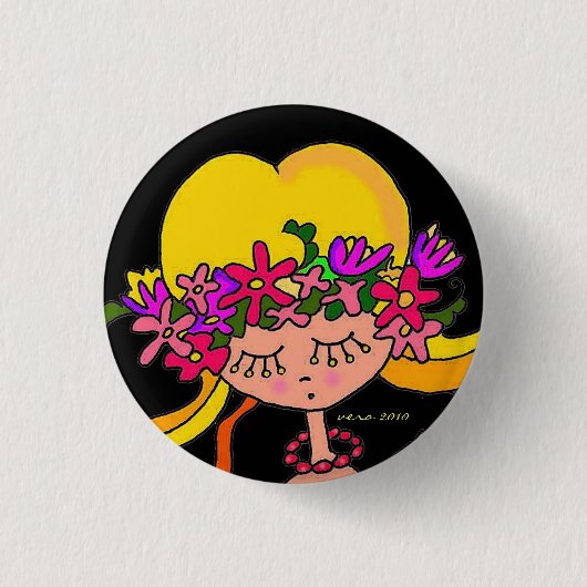 Kleines Mädchen-Ukrainer-Volkskunst Button (Vorderseite)