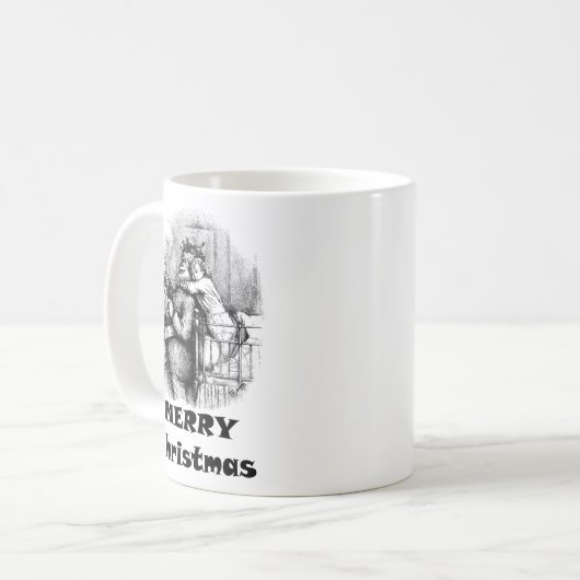 Kleines Mädchen umarmt Weihnachtskunst des Weihnac Kaffeetasse (Vorderseite Links)