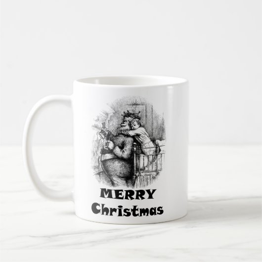 Kleines Mädchen umarmt Weihnachtskunst des Weihnac Kaffeetasse (Links)