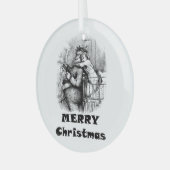 Kleines Mädchen umarmt Weihnachtskunst des Weihnac Ornament Aus Glas (Vorderseite links)