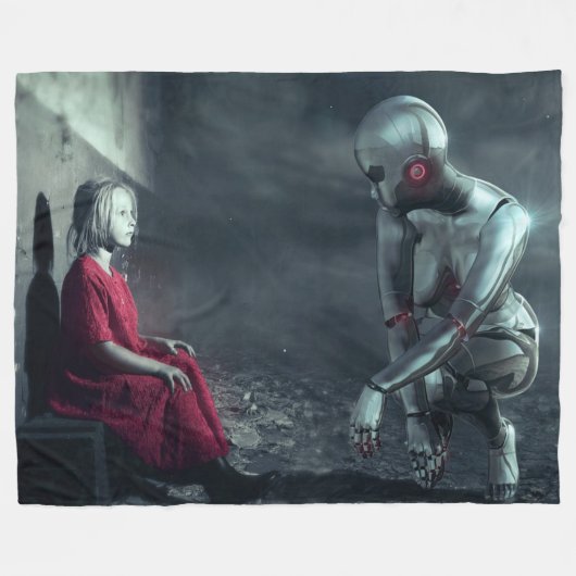 KLEINES MÄDCHEN UND ANDROID FLEECEDECKE (Vorderseite (Horizontal))