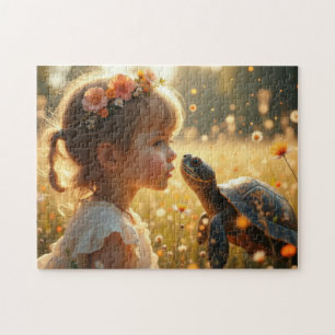 Kleines Mädchen und die Schildkröte in den Wildblu Puzzle