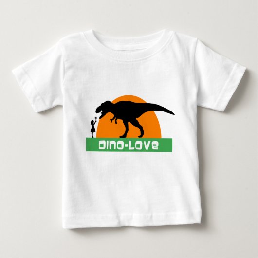 Kleines Mädchen und Dinosaurier Baby T-shirt (Vorderseite)
