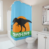 Kleines Mädchen und Dinosaurier Duschvorhang (Beispiel)