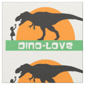 Kleines Mädchen und Dinosaurier Stoff (Nahaufnahme)