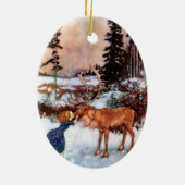 Kleines Mädchen und Elch Keramikornament (Hinten)