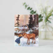 Kleines Mädchen und Elch Postkarte (Stehend Vorderseite)