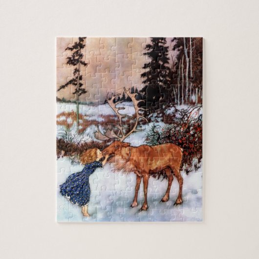 Kleines Mädchen und Elch Puzzle (Vertikal)
