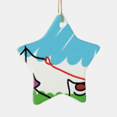 Kleines Mädchen-und Hundezeichnen Keramikornament (Rechts)