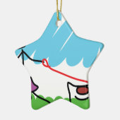 Kleines Mädchen-und Hundezeichnen Keramikornament (Links)