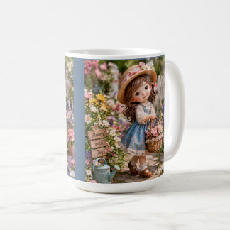 Kleines Mädchen und ihr Blumengarten Kaffeetasse
