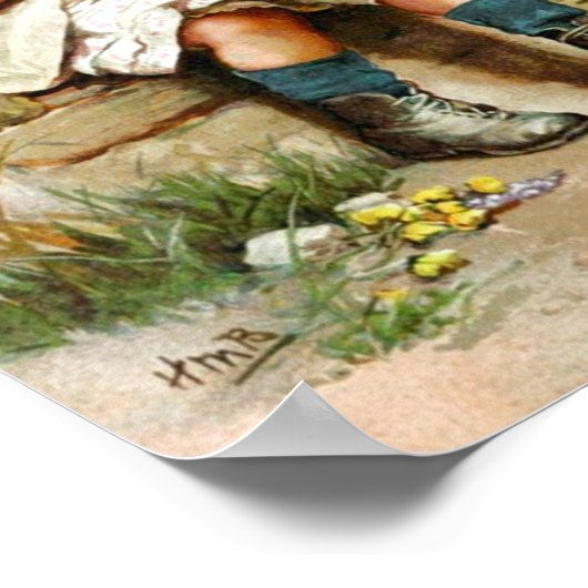 Kleines Mädchen und kalte Welpe Poster (Ecke)