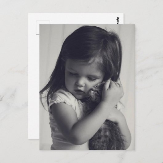 Kleines Mädchen und Kätzchen Postkarte (Vorne/Hinten)