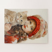KLEINES MÄDCHEN UND KATZE PUZZLE (Horizontal)