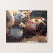 KLEINES MÄDCHEN UND KATZKUNST JIGSAW PUZZLE (Horizontal)