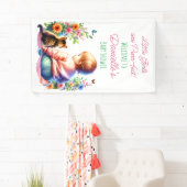 Kleines Mädchen und Kitten | Wasserfarben-Babydusc Banner (Insitu)