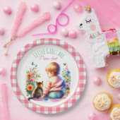 Kleines Mädchen und Kitten | Wasserfarben-Babydusc Pappteller (Party)