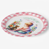 Kleines Mädchen und Kitten | Wasserfarben-Babydusc Pappteller (Schrägansicht)