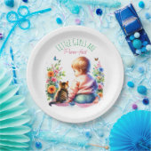 Kleines Mädchen und Kitten | Wasserfarben-Babydusc Pappteller (Party)