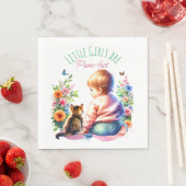 Kleines Mädchen und Kitten | Wasserfarben-Babydusc Serviette (Beispiel)