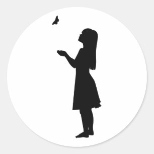 Kleines Mädchen-und Runder Aufkleber