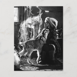 Kleines Mädchen und Ziege Postkarte