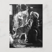 Kleines Mädchen und Ziege Postkarte (Vorderseite)