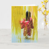 Kleines Mädchen unterwegs Karte (Gelbe Blume)